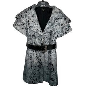 Cartise Ombré Wool Blend Portrait Collar Belted Short Sleeve Jacket Blazer